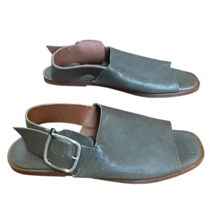 Franco Boschi Italy Leder flache Sandalen grün mit Schnalle Damen Gr. 38 - Bild 1 von 13