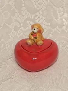 Cachorro Amor Forma Corazón Cerámica Joyería Baratija Pendiente Caja Lindo Sello tblbs1 - Imagen 1 de 12