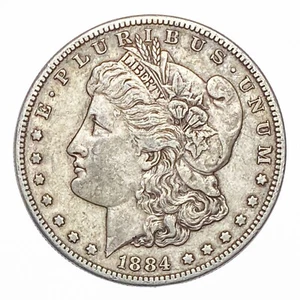 Moneda de dólar estadounidense de plata Morgan 1884-S fecha difícil ligeramente circulada - Imagen 1 de 3