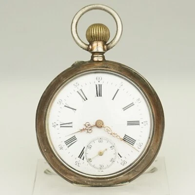 ¡Raro! Reloj Bolsillo MINERVA Plateado Para Hombre Sin Fusible Dúplex Cronómetro Repetidor RARO Foto 1 de 4