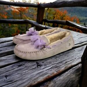 UGG Womens Dakota Tulle Bow Suede Shearling Lined Slippers Size 11 US 1020030
