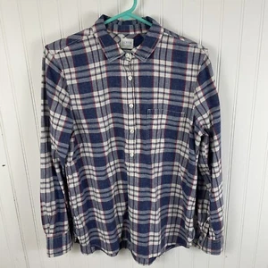 Blusa túnica popover azul a cuadros J Crew para mujer manga larga bolsillo mediana - Imagen 1 de 11