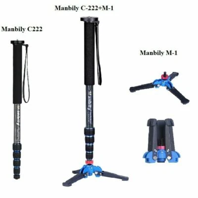 MANBILY Kit de monopie de viaje profesional de fibra de carbono portátil + soporte de trípode para cámara DSLR
