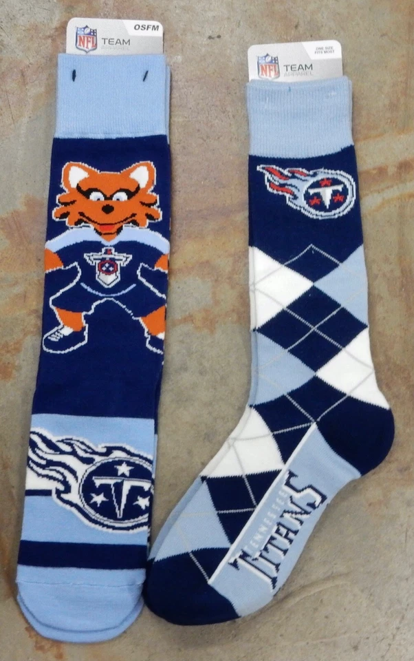 Paquete de 2 calcetines de regalo NFL Tennessee Titans talla única mascota locura vestido argyle Foto 1 de 1