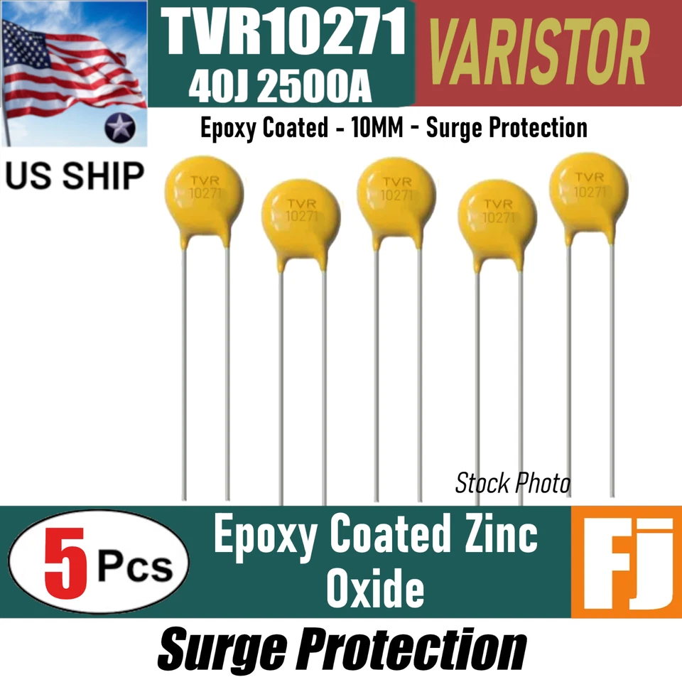 5 шт. варистор оксида цинка TVR10271 | защита от перенапряжений | 40 Дж 2500 А 10 мм | доставка по США - Изображение 1 из 4