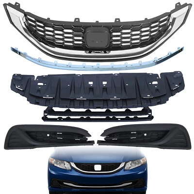 Parachoques delantero para Honda Civic 2013 2014 2015 parrilla + moldura + cubiertas de luces antiniebla Foto 1 de 4