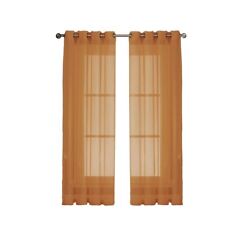 Diamond Sheer Voile Curtain 1- Panel Pack with 8 Grommets 56x90in Orange