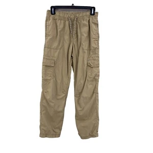Cargo Pants Khaki Tan Youth Size Large* Flannel Lined Pull On Drawstring Closure - Picture 1 of 13