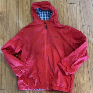 L.L. Bean Kids Everyday Hooded Rain Jacket XL 18-20 Waterproof Lined Red - Picture 1 of 4