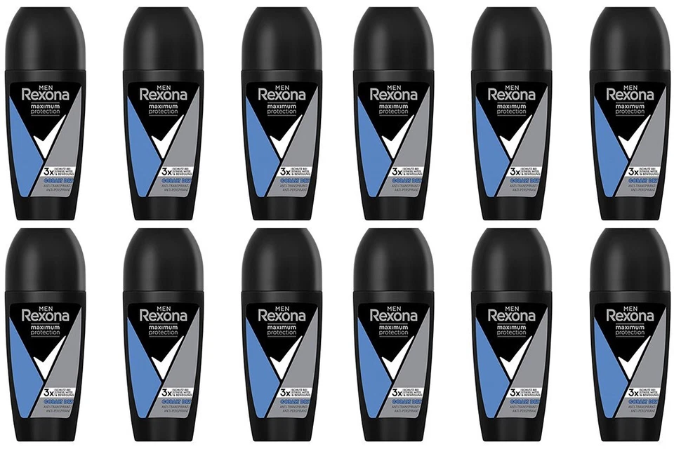 12x Rexona Men Maximum Protection Deo Roll-On Cobalt Dry Anti-Transpirant,50ml - Bild 1 von 1