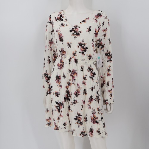 OFF WHITE Abito midi Collective Concepts floreale KRYSTAL TEXTURED grande L OFF WHITE nuovo