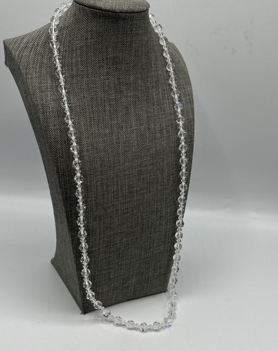 VETEMENTS Collana vintage lunga in cristallo trasparente con perline sfaccettate 24”?
