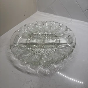 L.E. Smith Crystal Egg Server Relish Dish - Picture 1 of 8