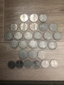 Vintage 1950-1970 USSR Lot Of 28 Ruble Collection Of 28 Coins W/drilled Holes - Picture 1 of 19