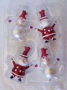 Target Be Merry Set of 4 Glass Christmas Ornaments~2 Snowman & 2 Santa - Picture 1 of 4