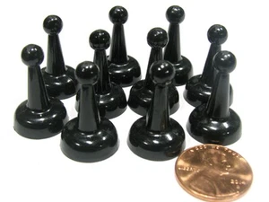 Set of 10 Standard Pawns 25mm Peg Pieces for Board Game Play - Black - Picture 1 of 2