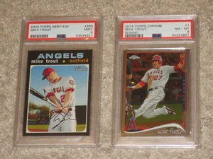 Mike Trout 2014 2020 Topps Chrome Topps Heritage MVP #1 #466 PSA 8 9 LOT - Picture 1 of 2