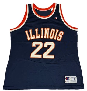 Vintage 90s Illinois Fighting Illini Kiwane Garris Champion Basketball Jersey 48 - Bild 1 von 7