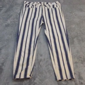 Pantalones de mezclilla ajustados al tobillo JCPenny para mujer 12 blancos azules a rayas informales elásticos altos - Imagen 1 de 12