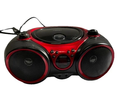 Reproductor de CD estéreo portátil Jensen CD-490 radio AM/FM línea auxiliar rojo negro Foto 1 de 4