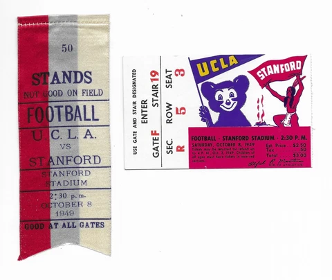 1946 to 1973 Stanford Football Ticket Stubs and Ribbons - You Pick Cover