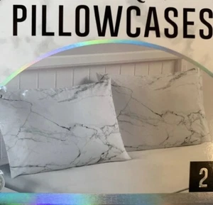 White Grey Carrara Marble Pillow Case Cover Standard Pillowcase Bedding Decor - Picture 1 of 3