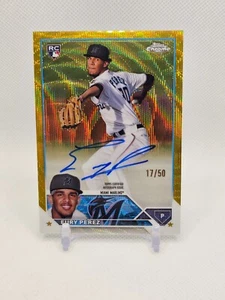 2023 Topps Chrome Aggiornamento Autografi Gold Wave Eury Perez #/50 SPEDIZIONE GRATUITA - Foto 1 di 3