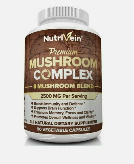 Nutrivein Mushroom Supplement - 2500 mg, 90 Capsules