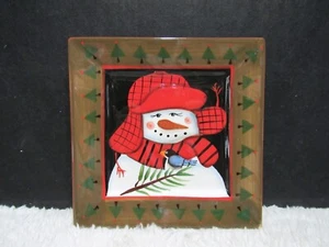 2009 Pfaltzgraff Camp Jingles Christmas Decorative Snowman Snack Plate - Picture 1 of 6