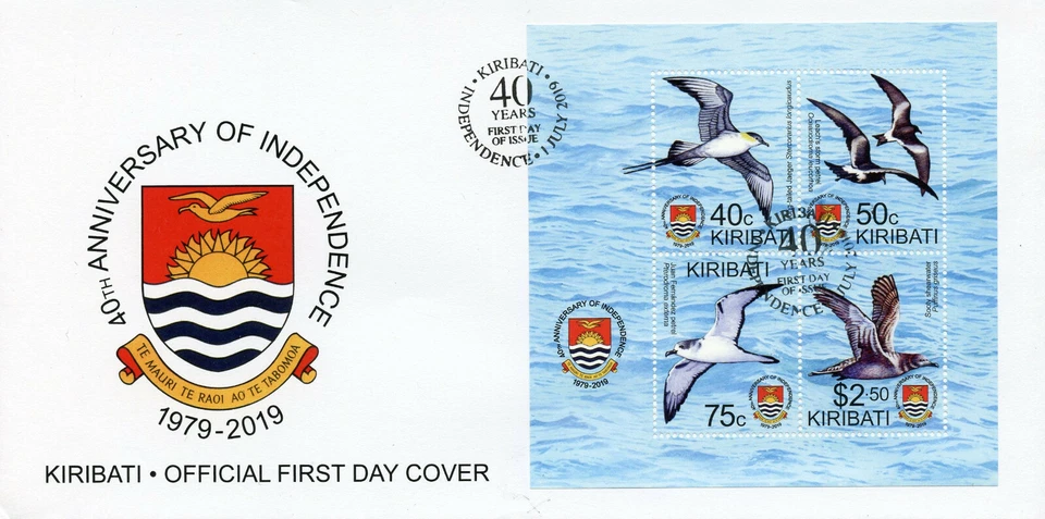 Kiribati 2019 FDC Independence 40th 4v M/S Cover Petrels Shearwater Birds Stamps - Image 1 of 1