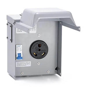 Toma de corriente temporal automotriz de 30 amperios para autocaravana con caja de interruptores exterior NEMA 3R - Imagen 1 de 8