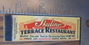 FRONT ROYAL, VIRGINIA: SKYLINE RESTAURANT (1934-43 MIDGET MATCHBOOK) -F18 - Picture 1 of 2