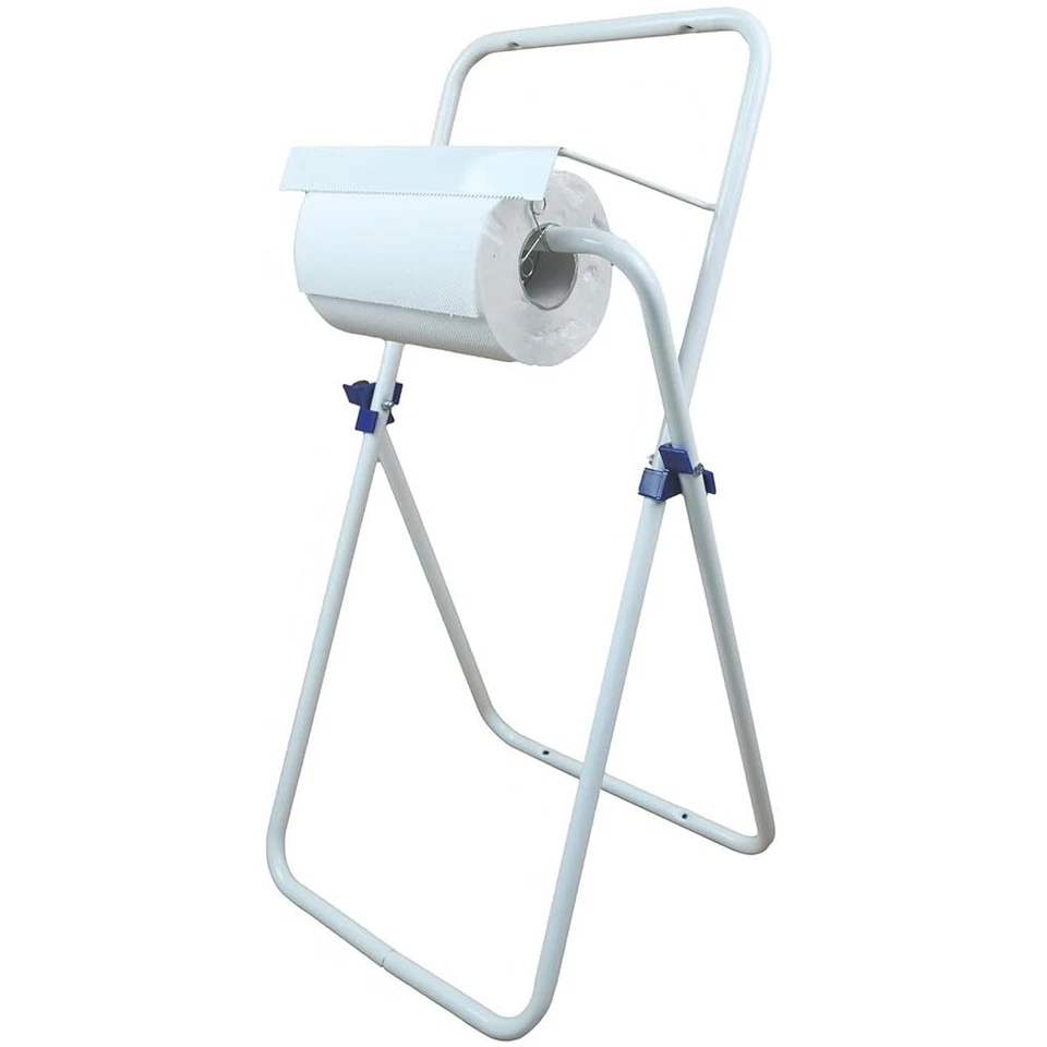 Dispenser Portarotolo da Pavimento Pieghevole in Metallo Bianco 41x41x78cm - 714 - Immagine 1 di 4