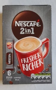 NESCAFE 2 in1 Instant Smooth White Coffee Mix 6 Sachets NEW SHIPS WORLDWIDE - Picture 1 of 3