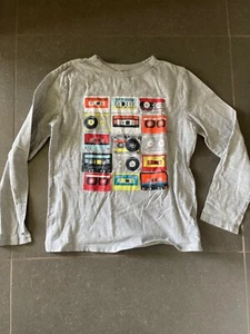 Gap Kids Grey Long Sleeve Shirt Cassette Tapes Size Large 10-11T - Picture 1 of 4