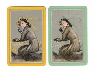 Swap Cards / Playing Cards - Vintage Waddingtons Barribal Lady Pair - Picture 1 of 1