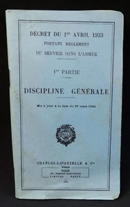 Livret DISCIPLINE Générale Décret du 1er Avril 1933 1ère partie 1945 - Foto 1 di 4