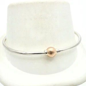 Cape Cod Lifestyle 14K Rose Gold Ball Sterling Silver Bangle Bracelet Rare - Picture 1 of 9