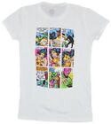 Wonder Woman DC Girls Juniors T-Shirt - Colorful Panel Battle Pic
