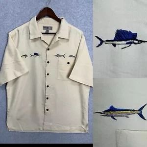 VTG Hook & Tackle Yellow Button Up Shirt Large Limited Edition Saltwater Fish - Picture 1 of 13