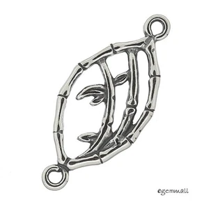 Antique Sterling Silver Bamboo Oval Link Connector Pendant Charm #97990 - Picture 1 of 1