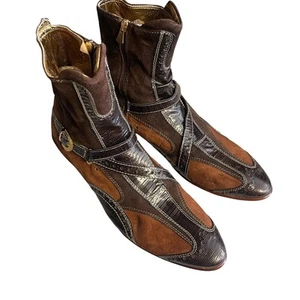 Damy Herren Cowboy ausgefallene italienische Stiefeletten braun Leder Wildleder Gr. 43 - Bild 1 von 12