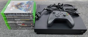 Consola Microsoft Xbox One X 1TB Negra con Mando, Cables y 10 Juegos - Imagen 1 de 12