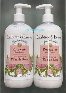 (Paquete de 2) Crabtree & Evelyn ~ LOCIÓN CORPORAL HIDRATANTE CALMANTE AGUA DE ROSAS 500 ML - Imagen 1 de 4