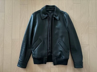 A.P.C. Leather Rider's Jacket, Men's, Size XS, From Japan, i23427 - Image 1 of 4