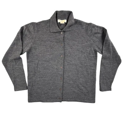 Vintage Brooks Brothers Sweater Women's Large Gray Merino Wool Knit Cardigan - Image 1 of 4