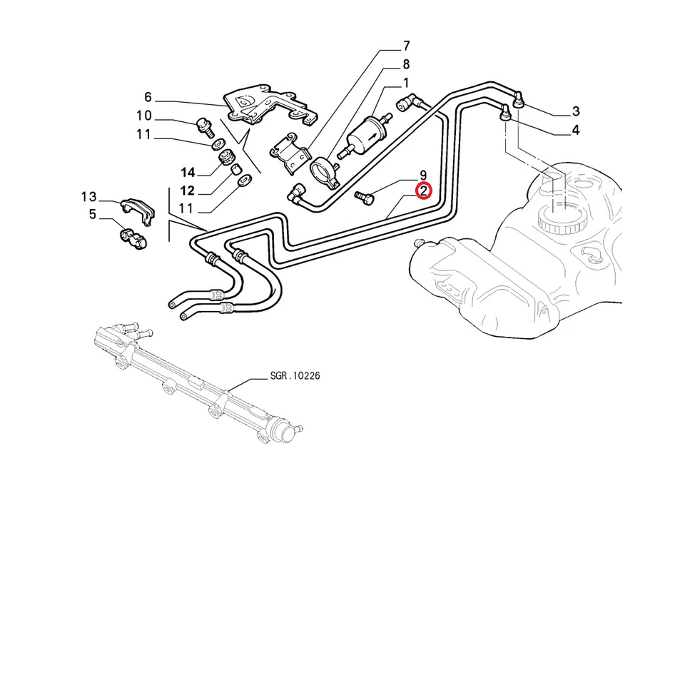 TUBO FLESSIBILE SERBATOIO CARBURANTE FIAT COUPE' - BRAVA ORIGINALE 46410157 Foto 1 de 1