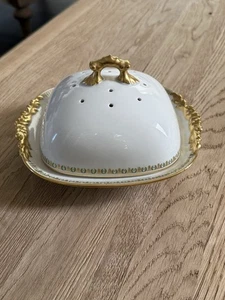 Antiguo plato de mantequilla francés J. Pouyat Limoges corona de laurel 1890-1902 - Imagen 1 de 13