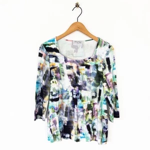 Camiseta David Nieper Cuello Cuadrado Talla 10 Estampado Abstracto Multi - Imagen 1 de 21