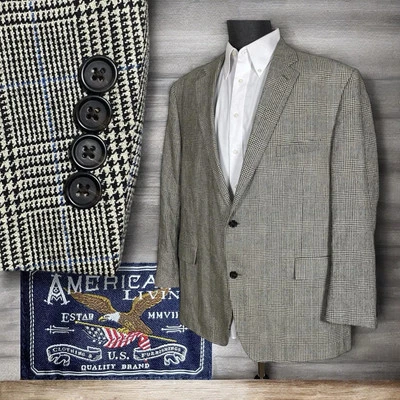 American Living Sport пальто мужской 50R многоцветный клетку шелк шерсти мягкий текстурированный - Изображение 1 из 4